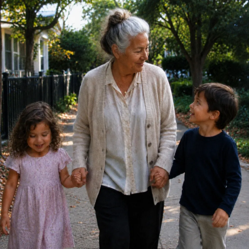 Eleanor with her grandchildren